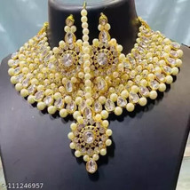 Kundan Bridal Jewelry Set Choker Necklace Earrings Dulhan Party Wedding Wear36 - £11.23 GBP