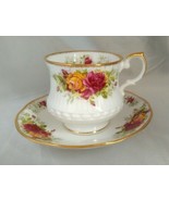 Queen&#39;s Staffordshire Bone China Red/Yellow Rose Floral Tea Cup &amp; Saucer... - $24.40