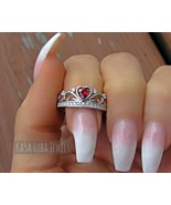 Garnet Heart Ring: Sterling Silver January Birthstone Promise Ring - $898.05 MXN