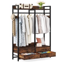 Heavy Duty Brown Black Garment Rack Clothes Hanging Rod with 4 Storage D... - $6,173.88 MXN