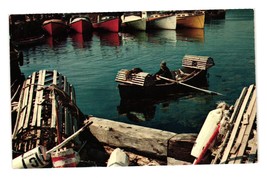 Vintage Postcard Fisherman Nova Scotia Water Trade Lobster Crab Boat Dock - £7.46 GBP