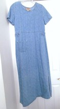 STUDIO EASE Clothing Co Maxi Jean Dress Blue Washed Denim SS 100% Cotton 8 - £23.26 GBP