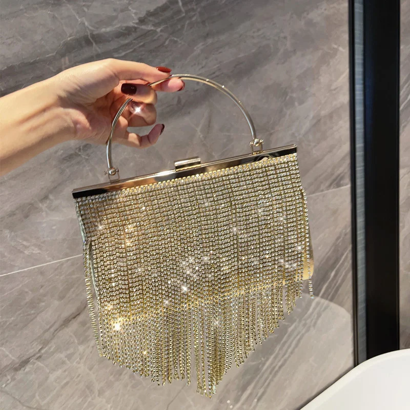  Tel s Evening Clutch Bag Women  Handle Shiny Crystal Small Purses High Quality  - £153.04 GBP