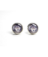 Wolf earrings. Grey Wolf.Animal jewelry. 12 mm stud earrings. hypoallerg... - £19.55 GBP