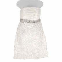 JS Boutique Sz 12 Strapless Bodycon Cocktail Prom Dress, White Roses Rhinestone - £19.33 GBP