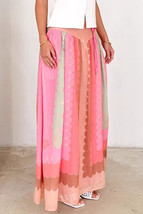 Pink Floral Colorblock Tie High Waist Maxi Skirt - $470.46 MXN