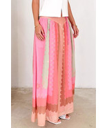 Pink Floral Colorblock Tie High Waist Maxi Skirt - $470.46 MXN