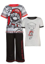 NEW KIDS TODDLER BOYS SUPER MARIO 3 PIECE PAJAMAS SET NWT - $180.88 MXN
