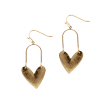 Heart Loop Dangle Earrings Gold - £10.41 GBP