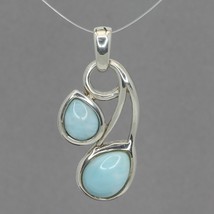 Marahlago Sterling Silver Caribbean Larimar &quot;Seduction&quot; Double Teardrop Pendant - $79.99