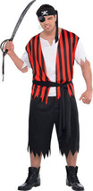 Ahoy Matey Pirate Costume Men&#39;s Plus Suit Yourself Red Black  48-52 - £21.77 GBP