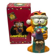 1996 PAWS Garfield Christmas Garf with Light figurine w/original Box Wax Candle - £18.68 GBP