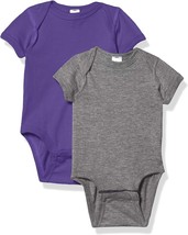 2 Pack Newborn Baby Boys&#39; Fine Jersey Bodysuit 4424- HEATHER/VINTAGE Purple . - £6.75 GBP