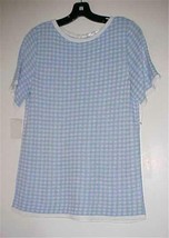 Blue/White Check Short Sleeve Pullover Sweater Small NEW - $12.16