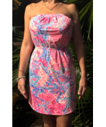 Lilly Pulitzer Windsor Strapless Mini Elastic Waist Light Pascha Aquades... - $38.81 CAD