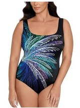 Swim Solutions Women&#39;s Firework Print One-Piece Swimsuit Palm 10 SW230610 - £36.45 GBP