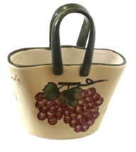 Baum Bros Style Eyes Ceramic Basket Antique Grape Writing Collection Bur... - $21.23