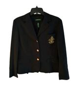 Lauren Ralph Lauren Crest Blazer Womens Black Gold Button Embroidered Pe... - $1,643.45 MXN