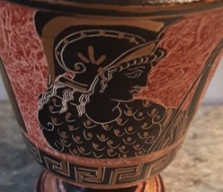 Pythagorean Greedy Cup  Engraved  Goddess Artemis Greek Key Stoneware Joke Glass - £37.15 GBP