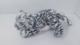 Aurora world flopsies black gray white tiger striped cat plush snow leopard - $23.37