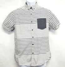 NYC Descendent Slim Fit Button-down Shirt Short Sleeve Striped blue Men’s M - $15.00