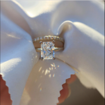 2.7Ct Emerald Cut VVS1/D Diamond Wedding Bridal Ring Set 14K Yellow Gold Finish - £154.34 GBP