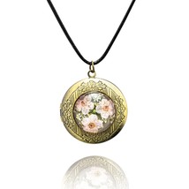 18&#39;&#39; Handmade Oval Shaped Photo Locket Pressed Flower Locket Necklace Fo... - £40.38 GBP