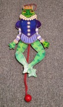 Vintage Jumping Jacks Frog Prince Pull Toy Decor Purple Outfit - £8.91 GBP