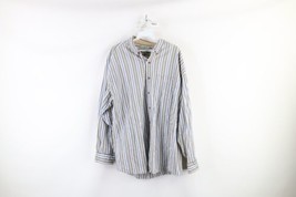 Vintage 90s Streetwear Mens Size XL Distressed Striped Collared Button Shirt - £35.57 GBP