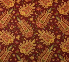 Richlom Pranzo Cinnabar Red Floral Leaf Multipurpose Linen Fabric By Yard 54&quot;W - £9.35 GBP