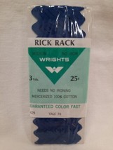 NIP Cotton Vintage Wright&#39;s Trims Medium Rick Rack Sewing Trim 3 Yds ~ Yale Blue - $4.90