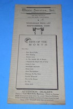 Music Service Inc. Wholsale Price List Vintage September 1939 Over The Rainbow - £23.59 GBP