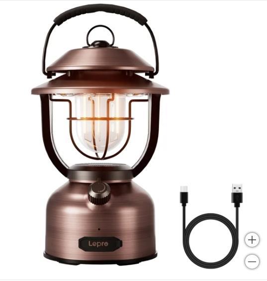 Lepro Lantern Retro Metal LED USB Rechargeable Dimmable Water-Resistant Compact Item image 2