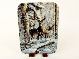 Porcelain Deer Plate, &quot;The Whitetails Pause&quot; Winter Retreat, 1996 Wild Wings  - £19.54 GBP