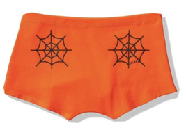 NWT VICTORIA&#39;S SECRET PINK HALLOWEEN Orange Spider Web LOGO BOYSHORTS PA... - $14.06