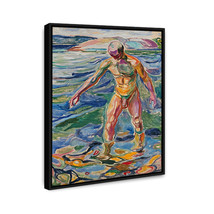 Framed Edvard Munch Bathing Man 1918 Oil Canvas Print Wall Art Painting - £22.33 GBP+