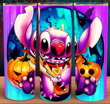 Stitch Halloween with Bats Cartoon Cup Mug Tumbler 20oz with lid and straw - £15.77 GBP