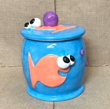 Kitsch Russ Debby Carman 3D Fish Treat Cookie Jar Funny Novelty Goldfish - $19.80