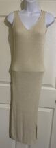 NWT Ribbed Knit Beige Sleeveless 2 sides Slit Long Dress Women's Size S/... - $39.98