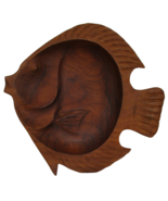 Small 8&quot; Wooden Fish Shaped Platter Serving Tray or Bowl Hand Carved Woo... - $24.73