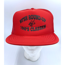 Vtg Trucker Hat Snapback Mesh Cap Nissin Caps Red WFSH Round Up Class Re... - £8.09 GBP