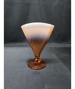 Vintage Amber Opalescent Art Deco Fan Glass Vase - No Chips - $545.74 MXN