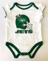 NFL New York Jets 3-6 Months Baby Girl One-Piece Outfit Green Grey White Cotton - £10.78 GBP