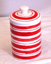 Red &amp; White Lidded Canister Jar 10 Strawberry Street Sarasota Home - £13.18 GBP