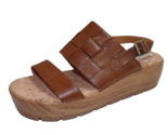 Korks Women Fraya Platform Sandals Size 8 Brown Faux Leather Slingback New - $34.60