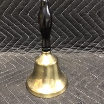 Vintage 8 Inch Brass School Bell Reproduction Heavy Black Painted Wood Handle - £11.65 GBP