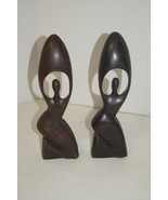 2 Hand Crafted Abstract Ebony Wood Sculpture We Are One Shadow 11.5” Tall - £31.14 GBP