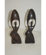 2 Hand Crafted Abstract Ebony Wood Sculpture We Are One Shadow 11.5” Tall - $750.41 MXN