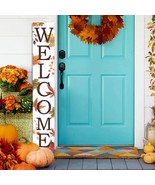 WELCOME Porch Sign Fall Autumn Leaves Wooden Leaning Wall Hanging Autumn... - $25.27