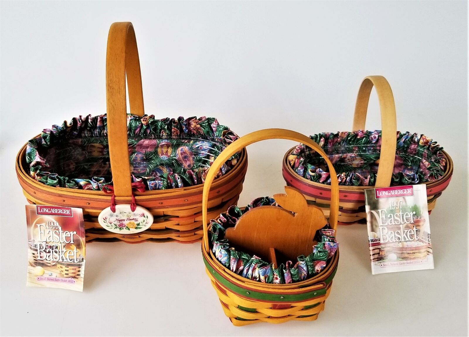 Primary image for 1997-99 lot 3 LONGABERGER EASTER BASKET SET with liners inserts info
